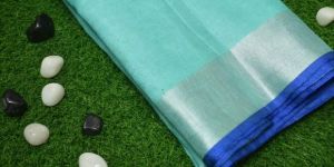 Linen Saree with Silver Jari Boder