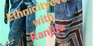 Handblock Printed Silk Saree