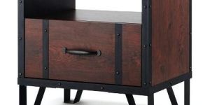 Vintage Walnut Industrial End Table