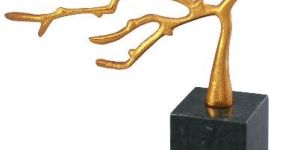 Fancy Marble Base Leaf Sculpture