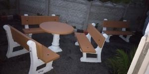 Brown Cement Dining Table Set