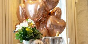 Bunch of 10 Rose Gold Heart Balloon