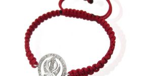 Khanda Bracelet in Silver with Diamonds