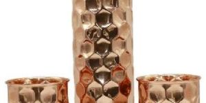 Copper Biamond Design Bottle and Glasses Set