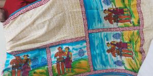 Bishnupuri pure silk hand printed saree.