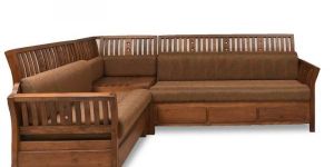 L Shaped Wooden Sofa Set