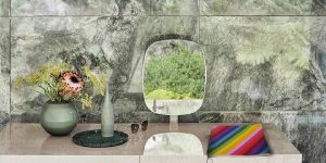 Rainbow Pattern Printed Zipper Cotton Cosmetic Pouch Bag