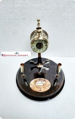 Desk Clock with Double Pen Stand
