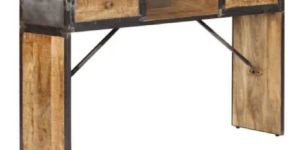 Solid Mango Wood and Iron Frame Storage Cabinet