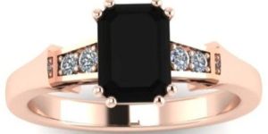 2.50 CT Emerald Cut Black Diamond Engagement Ring 14k Rose Gold