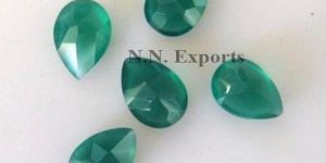Green Onyx Rose Cut Pear Gemstone