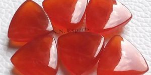 Red Onxy Cabochon Cut Trillion Gemstone