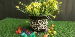 Line Printed Ceramic Bonsai Pot