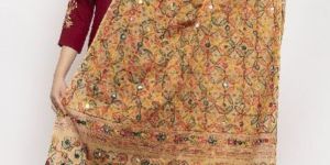 Beige Embroidered Net Dupatta