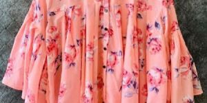 Dazzing Peach Color Georgette Printed Woman Top Shirts