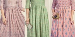 Gown Heavy Mal Cotton with Block Print Pure Cotton Form Darpani