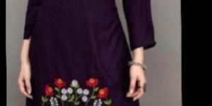 Purple Double Embroidery Kurtis with Palazzo