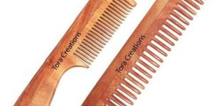 Neem Wood Handmade Eco-Friendly Set of 2 Medium & Wide Tooth Comb