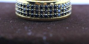 1.00 Ct Natural Round Black Diamond Eternity Wedding Band 14k Yellow Gold