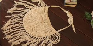 Hand Crochet White Sling Bag