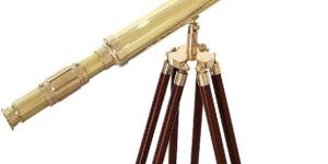Brass Nautical Telescope with Wooden Tripod