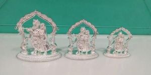 Silver God Radha Krishna Statue