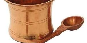 COPPER PANCH PATRA WITH ACHMANI PALI SPOON (SIZE 2 INCHES)