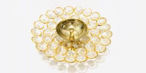 BRASS FLOWER CRYSTAL DIYA