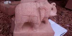 Pink Stone Elephant Statue