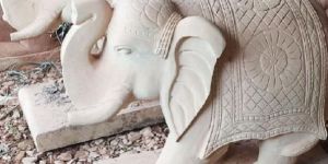 White Stone Elephant Statue