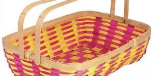 Double Handled Colored Rectangular Bamboo Basket