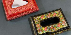 Paper Mache Painted Tissue Box