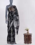 Zari Border Hand Block Monochrome Pure Linen Saree