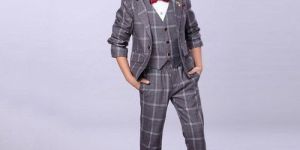 Three Piece Check Kids Suit