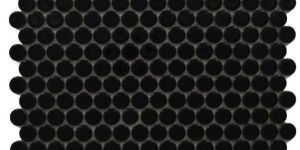 Penny Rounds Glossy Black Mosaic Tiles