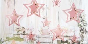 HIPPITY HOP PINK 3D STAR HANGING KIT GARLAND PACK OF 1 FOR PARTY DECORATION