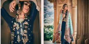 Designer Suit in Pure Silk with Neck And Sleeve Designer Work