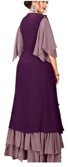 13223 Semi Stitched Flared Gown with Long Shrug