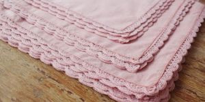 Linen Handkerchief with Lace Border