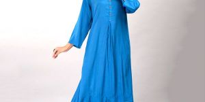 Blue Jumpsuit Dress with Collar