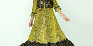 Green & Black Jacket Embroidered Gown