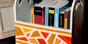Geometric Hand Painted Magazine Holder