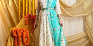 Gaaba Classy Long Dress with Dupatta And Belt