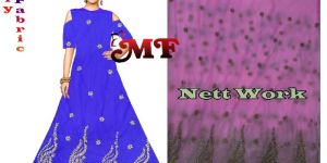 Net Zari Work Fabric