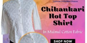 Chikankari Mulmul Fabric Shirt for Girls