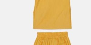 Shoulder Yellow Ruffle Kurta with Pants
