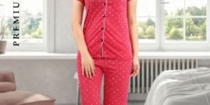 Girls Front Open Half Sleeves Night Suit