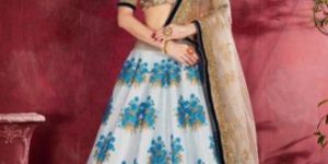Cream Beige Heavy Banglori Silk Lehenga Choli