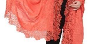 Coral Orange Silk Wool Stole