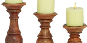 Wooden Candle Stand Set